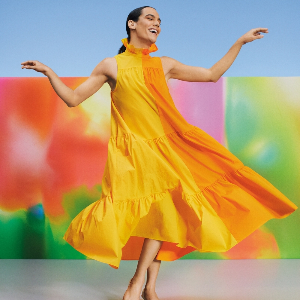 Christopher John Rogers Two-Tone Ruffle Dress